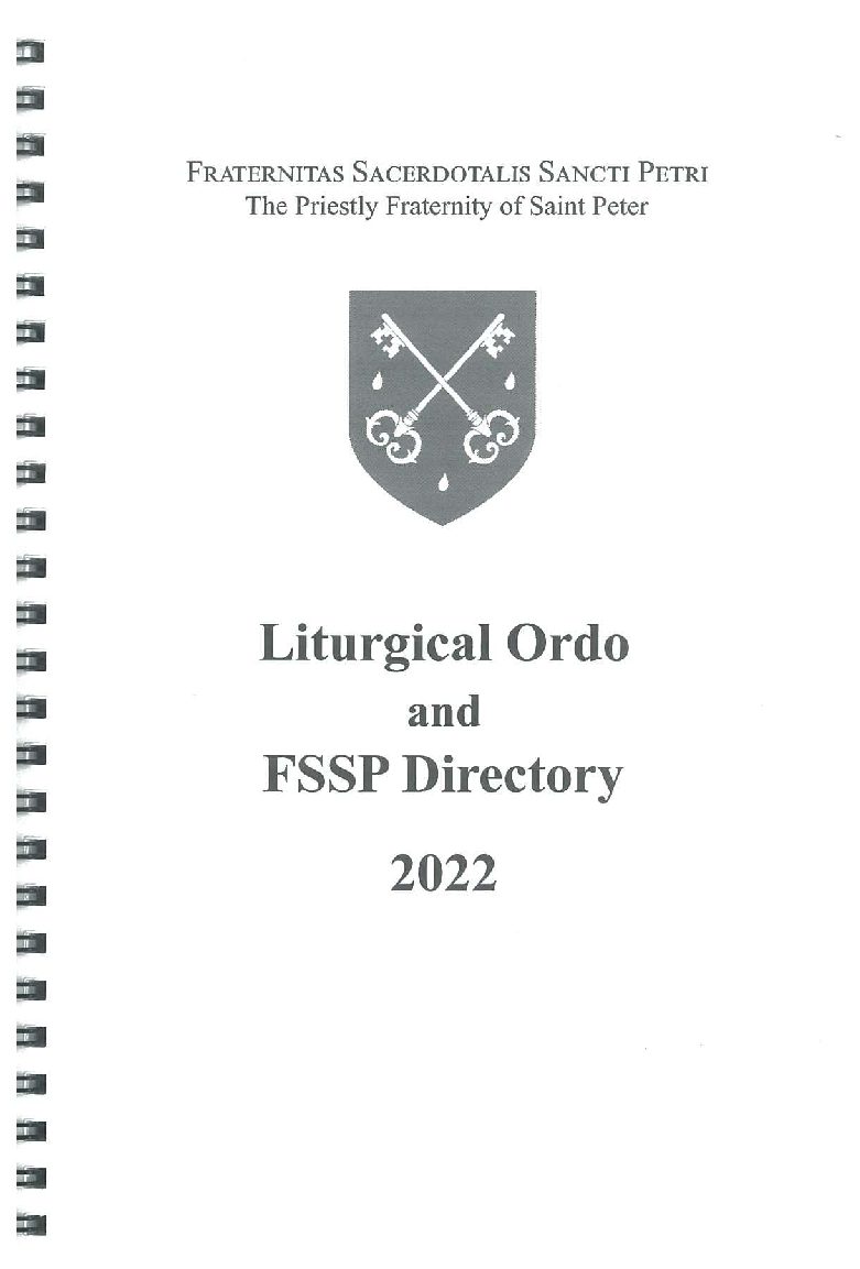 2022 Liturgical Ordo & FSSP Directory